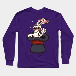 Frightened White Rabbit In Magician Hat Long Sleeve T-Shirt